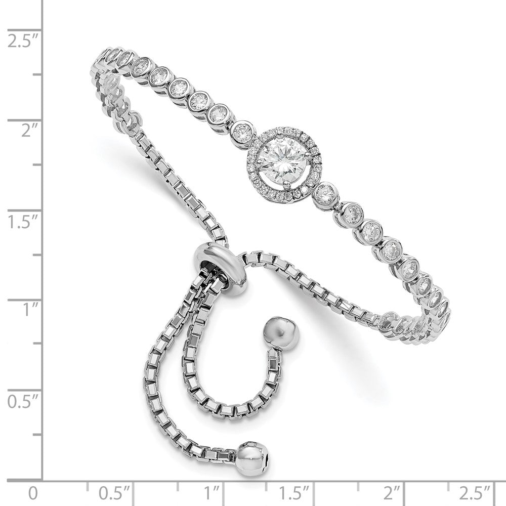 Sterling Silver Rhodium-plated CZ Adjustable Bracelet - Product Photo