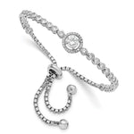 Sterling Silver Rhodium-plated CZ Adjustable Bracelet - Product Photo