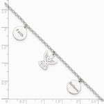 Sterling Silver Faith, Believe and Angel Dangles 9in Plus 1in Ext. Anklet - Product Photo