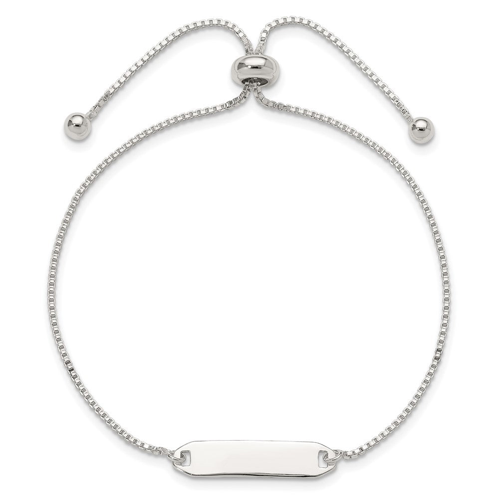 Sterling Silver Polished Bar Adjustable Bracelet - Product Photo
