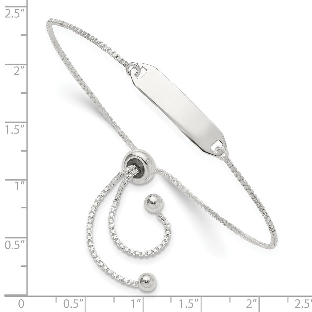 Sterling Silver Polished Bar Adjustable Bracelet - Product Photo