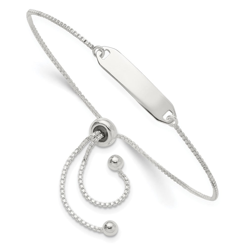 Sterling Silver Polished Bar Adjustable Bracelet - Product Photo