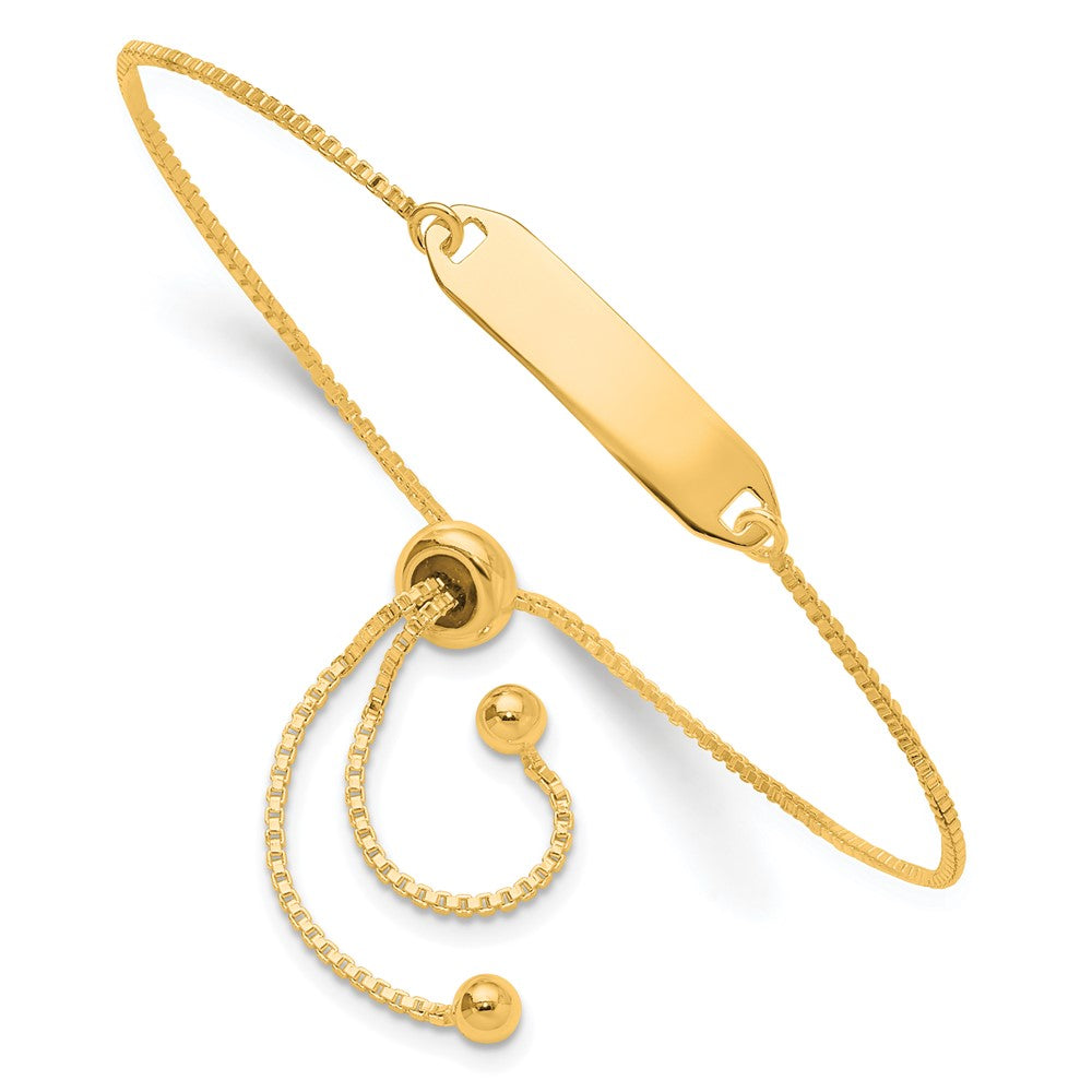 Sterling Silver Gold-tone Polished Bar Adjustable Bracelet - Product Photo