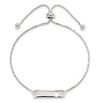 Sterling Silver Polished Bar w/ Heart Adjustable Bracelet - Product Photo