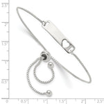 Sterling Silver Polished Bar w/ Heart Adjustable Bracelet - Product Photo