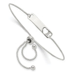 Sterling Silver Polished Bar w/ Heart Adjustable Bracelet - Product Photo