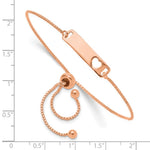 Sterling Silver Rose Gold-tone Polished Bar w/ Heart Adjustable Bracelet - Product Photo