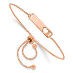 Sterling Silver Rose Gold-tone Polished Bar w/ Heart Adjustable Bracelet - Product Photo