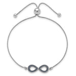 Sterling Silver Rhod-pltd Glitter Infused Infinity Adjustable Bracelet - Product Photo