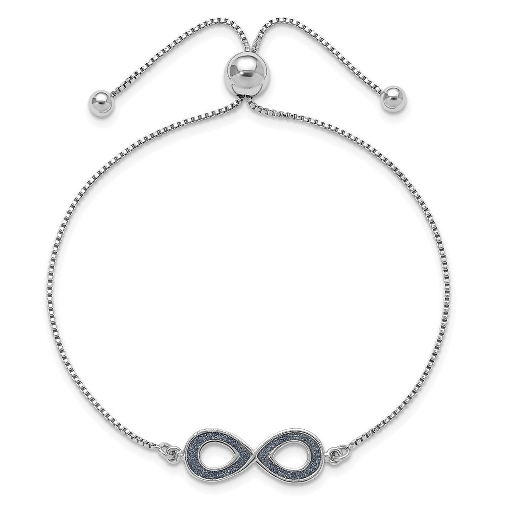 Sterling Silver Rhod-pltd Glitter Infused Infinity Adjustable Bracelet - Product Photo