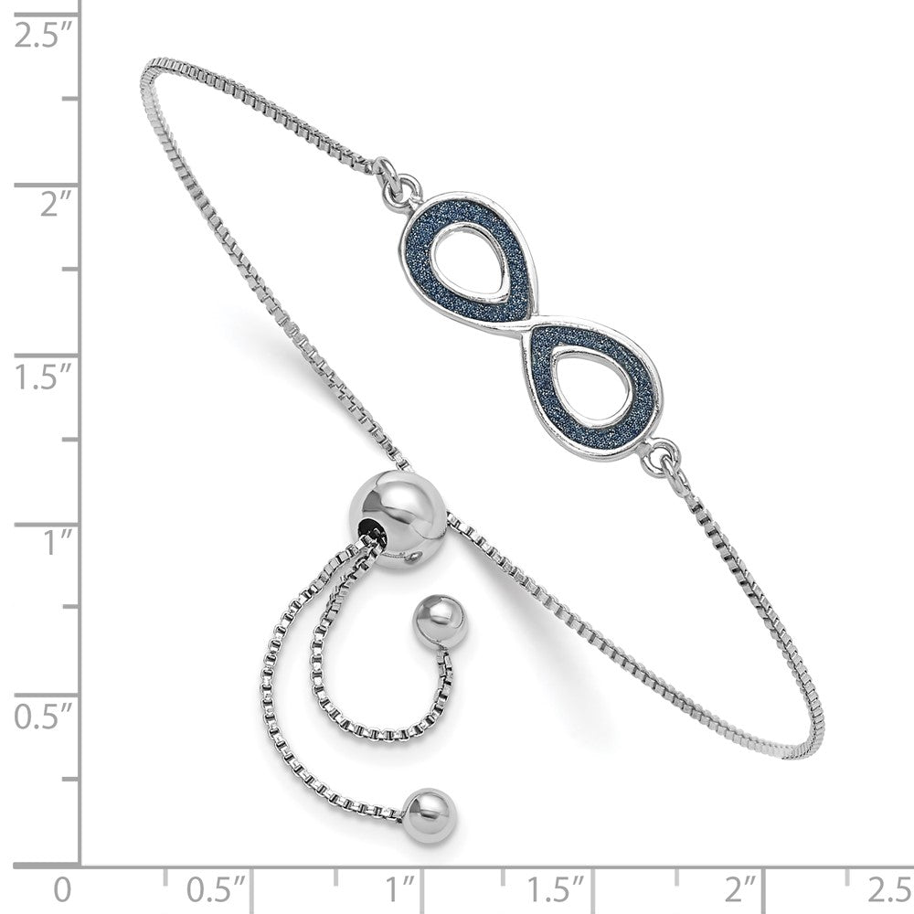 Sterling Silver Rhod-pltd Glitter Infused Infinity Adjustable Bracelet - Product Photo