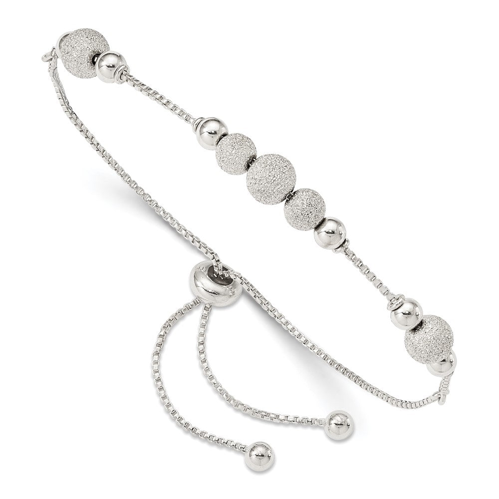 Sterling Silver Beaded Adjustable Bracelet - Product Photo