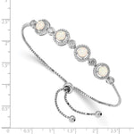 Sterling Silver RH-plated Created Opal and CZ Adjustable Bracelet - Product Photo