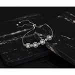 Sterling Silver RH-plated Created Opal and CZ Adjustable Bracelet - Product Photo