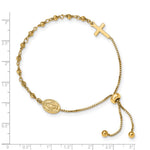 Sterling Silver Gold-tone Miraculous Medal Adjustable Bracelet - Product Photo