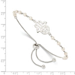 Sterling Silver Hamsa w/ Simulated Pearl Adjustable Bracelet - Product Photo