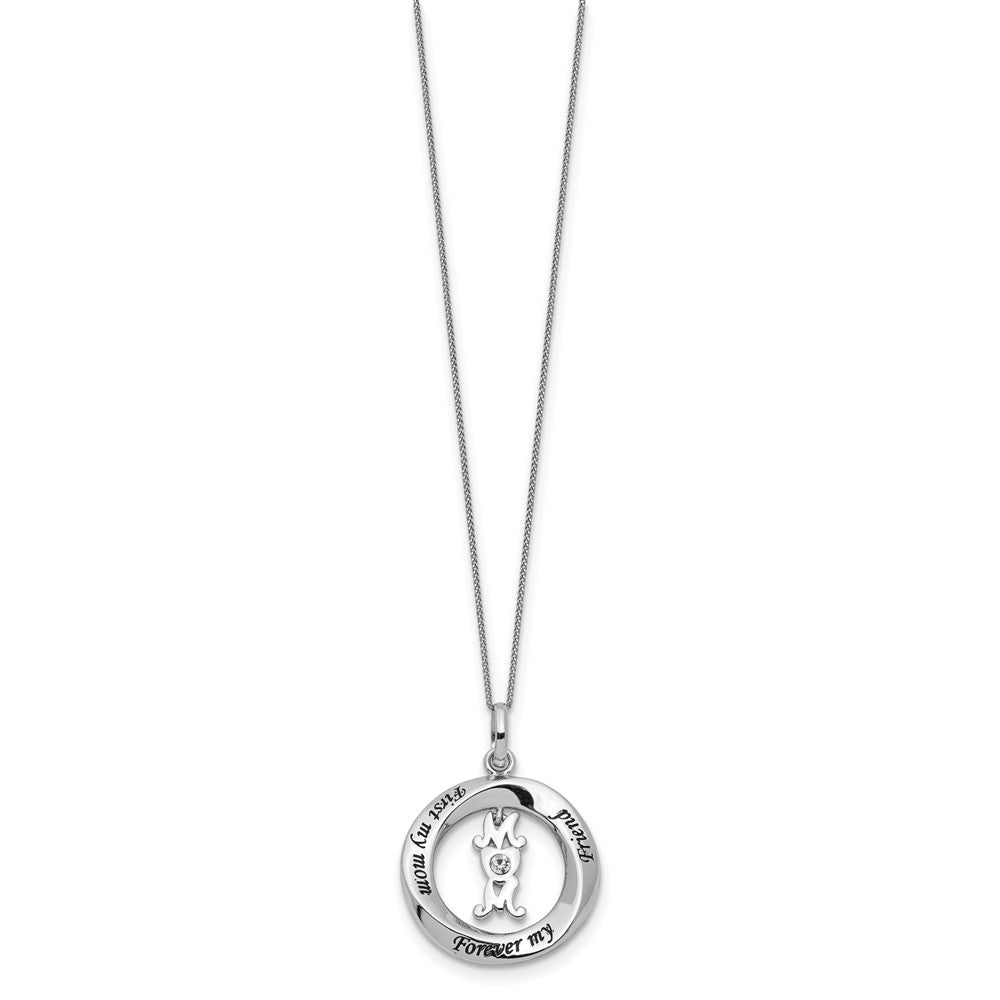 Sterling Silver CZ FIRST MY MOM, FOREVER MY FRIEND Necklace - Product Photo