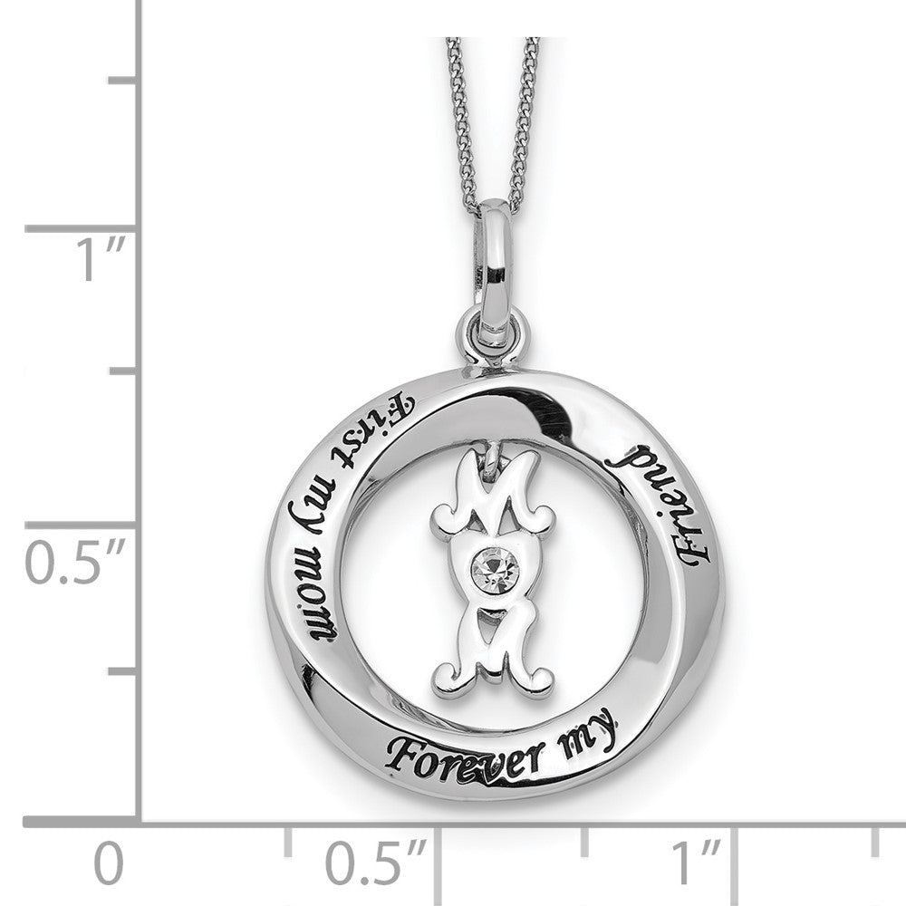Sterling Silver CZ FIRST MY MOM, FOREVER MY FRIEND Necklace - Product Photo