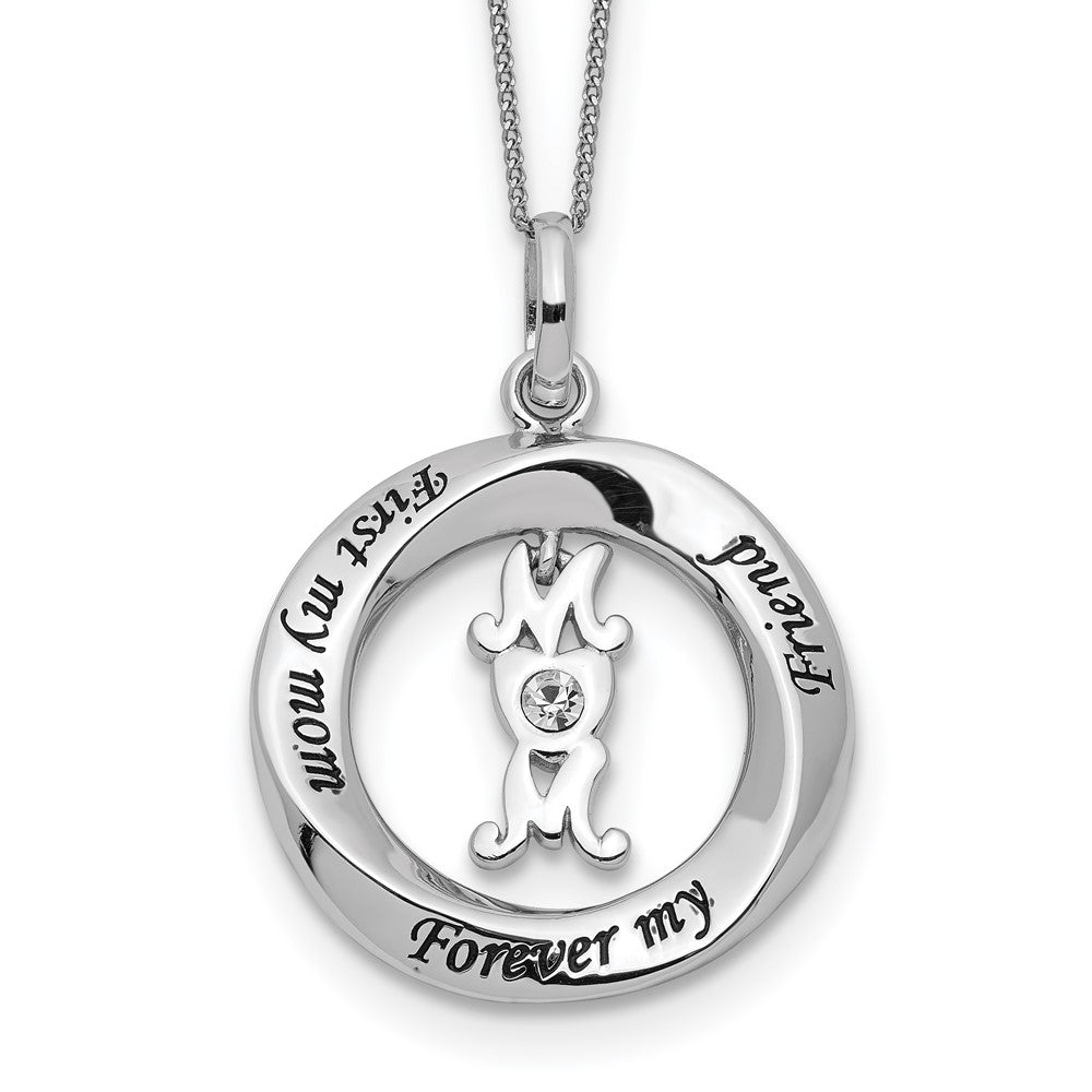Sterling Silver CZ FIRST MY MOM, FOREVER MY FRIEND Necklace - Product Photo