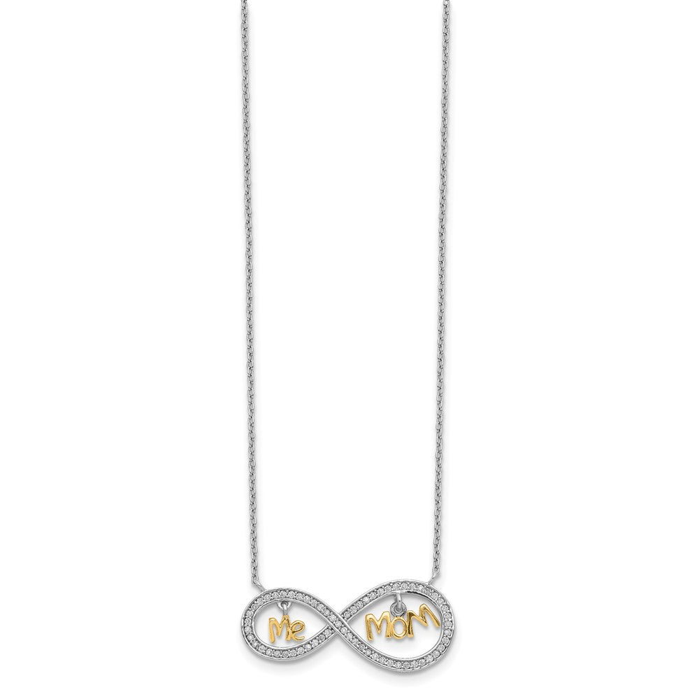 Sterling Silver Gold-plated MOM and ME CZ Infinity Necklace - Product Photo