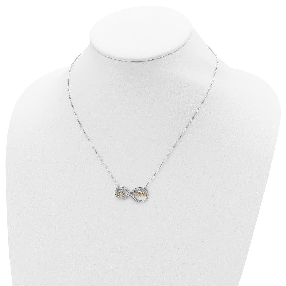 Sterling Silver Gold-plated MOM and ME CZ Infinity Necklace - Product Photo