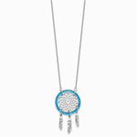 Sterling Silver Rhodium-pltd Created Opal Dreamcatcher with 2in ext Necklace - Product Photo