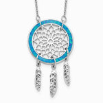 Sterling Silver Rhodium-pltd Created Opal Dreamcatcher with 2in ext Necklace - Product Photo