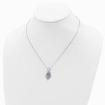 Sterling Silver Blue and Clear CZ Hamsa Necklace - Product Photo