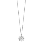 Sterling Silver Rhodium-pltd CZ Heart LOVE YOU MOM with 2in ext Necklace - Product Photo