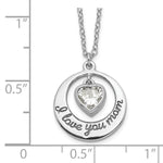 Sterling Silver Rhodium-pltd CZ Heart LOVE YOU MOM with 2in ext Necklace - Product Photo