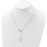 Sterling Silver Rhod-plated Infinity Drop Heart w/2 in ext Necklace - Product Photo