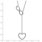 Sterling Silver Rhod-plated Infinity Drop Heart w/2 in ext Necklace - Product Photo