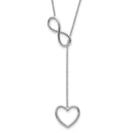 Sterling Silver Rhod-plated Infinity Drop Heart w/2 in ext Necklace - Product Photo