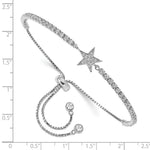 Sterling Silver Rhodium-Plated CZ Star Adjustable Bracelet - Product Photo