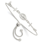 Sterling Silver Miraculous & Crosses Adjustable Bracelet - Product Photo