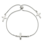 Sterling Silver Polished Cross Adjustable Bracelet - Product Photo