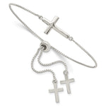 Sterling Silver Polished Cross Adjustable Bracelet - Product Photo