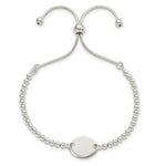 Sterling Silver Polished Beaded Adjustable Bracelet - Product Photo