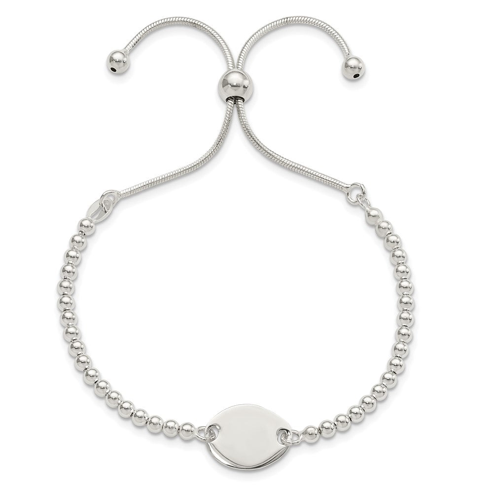 Sterling Silver Polished Beaded Adjustable Bracelet - Product Photo