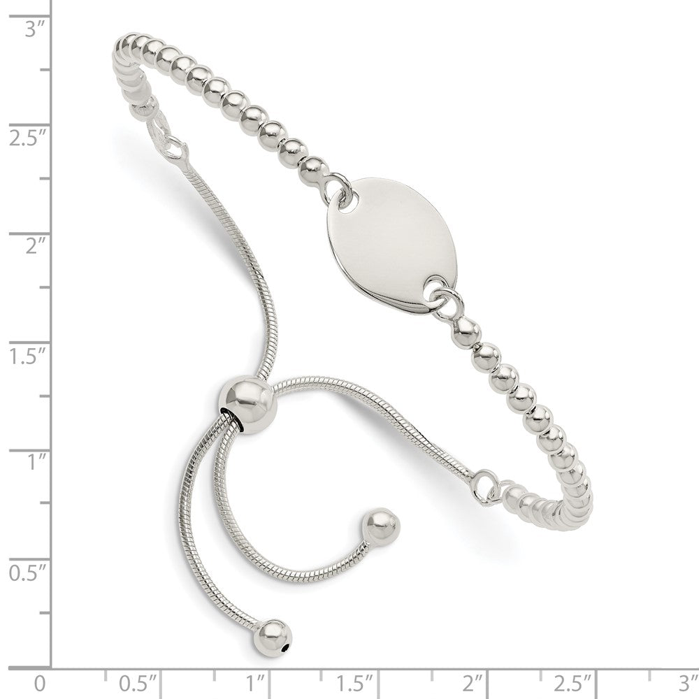 Sterling Silver Polished Beaded Adjustable Bracelet - Product Photo