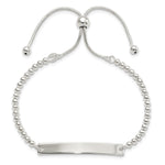 Sterling Silver Polished Beaded Adjustable ID Bracelet - Product Photo
