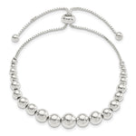 Sterling Silver Polished Beaded Adjustable Bracelet - Product Photo