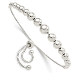 Sterling Silver Polished Beaded Adjustable Bracelet - Product Photo