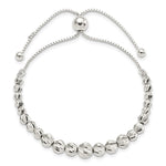 Sterling Silver Polished & D/C Beaded Adjustable Bracelet - Product Photo