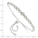 Sterling Silver Polished & D/C Beaded Adjustable Bracelet - Product Photo