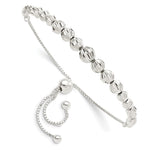 Sterling Silver Polished & D/C Beaded Adjustable Bracelet - Product Photo