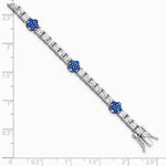 Sterling Silver Rhodium-plated Cr Blue Spinel & CZ Flower 7in Bracelet - Product Photo