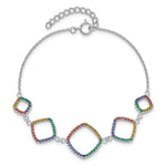 Sterling Silver  w/1in ext RH-plated Multi-color Nano Crystal Bracelet - Product Photo