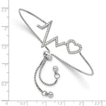 Sterling Silver Polished Rhodium Micro PavÃ© CZ Heartbeat Adj. Bracelet - Product Photo