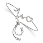 Sterling Silver Polished Rhodium Micro PavÃ© CZ Heartbeat Adj. Bracelet - Product Photo